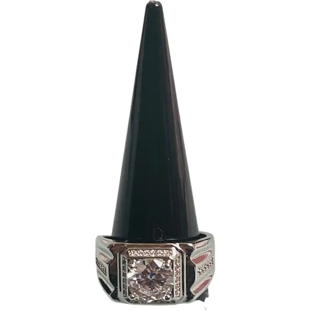Silver Plated Moissanite Signet Ring